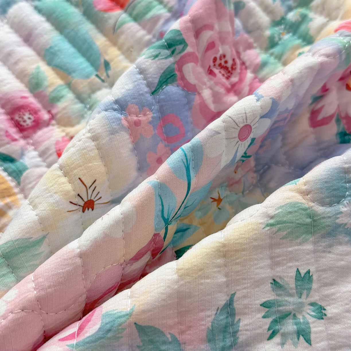 91家纺网 家纺一手货源 找家纺 悠米悠家 2026春夏新款木棉双层纱单床盖 床盖单件 雾岛花眠