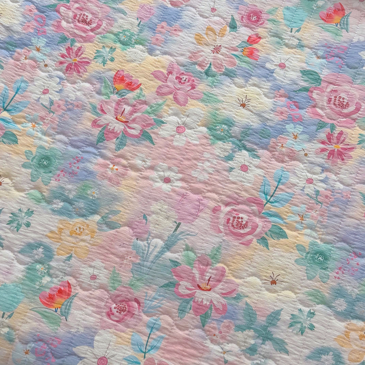 91家纺网 家纺一手货源 找家纺 悠米悠家 2026春夏新款木棉双层纱单床盖 床盖单件 雾岛花眠