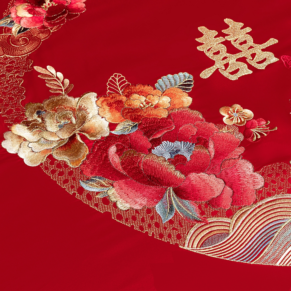 91家纺网 家纺一手货源 找家纺 蒂爵 2026婚庆新疆长绒棉纯棉原版大绣花婚庆四件套多件套340系列 盛世红妆