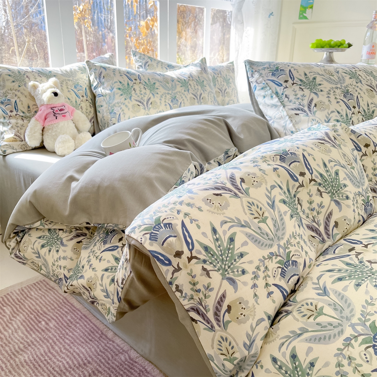 名兮家居 2026新款A类全棉棉麻四件套 青釉