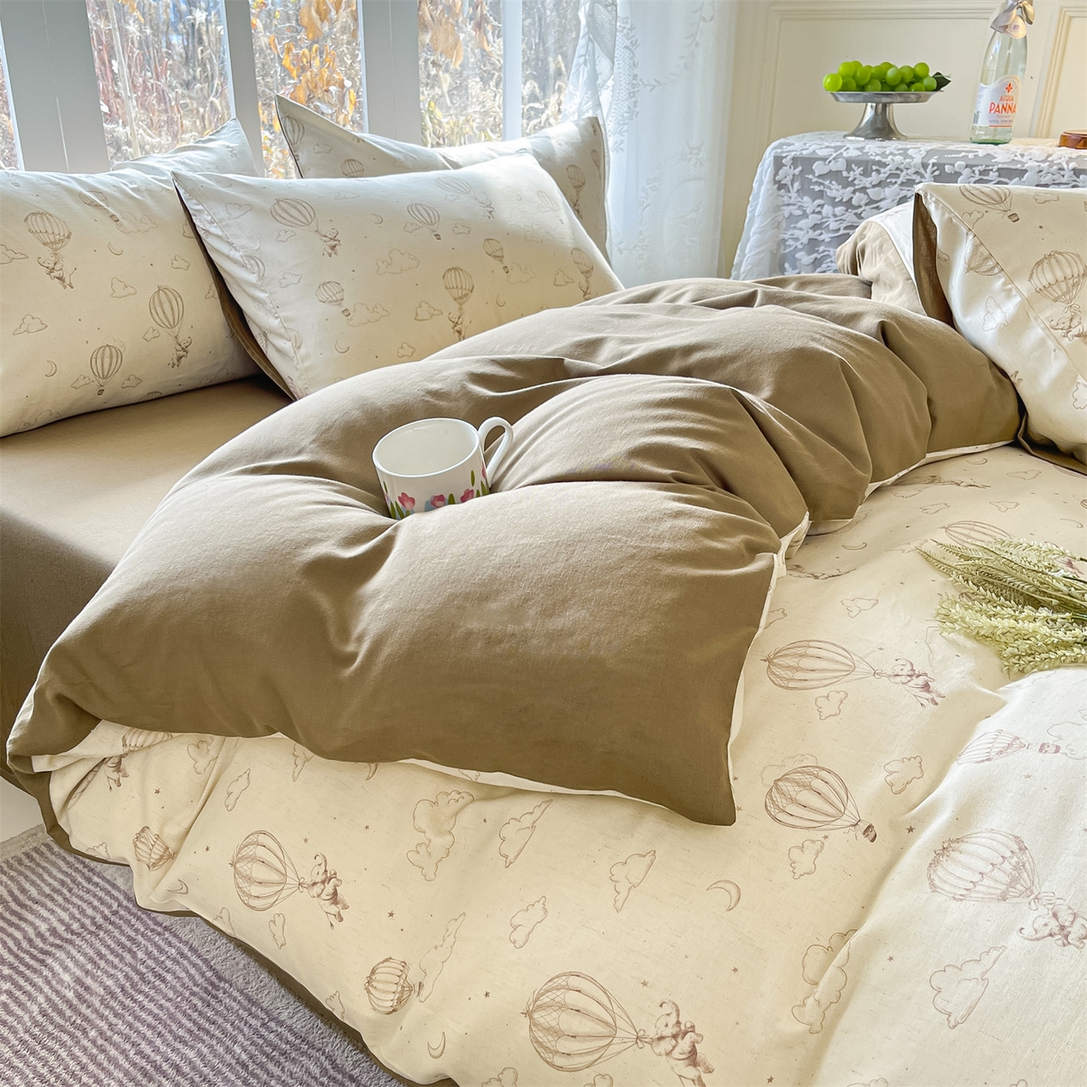 91家纺网 家纺一手货源 找家纺 名兮家居 2026新款A类全棉棉麻四件套 热气球