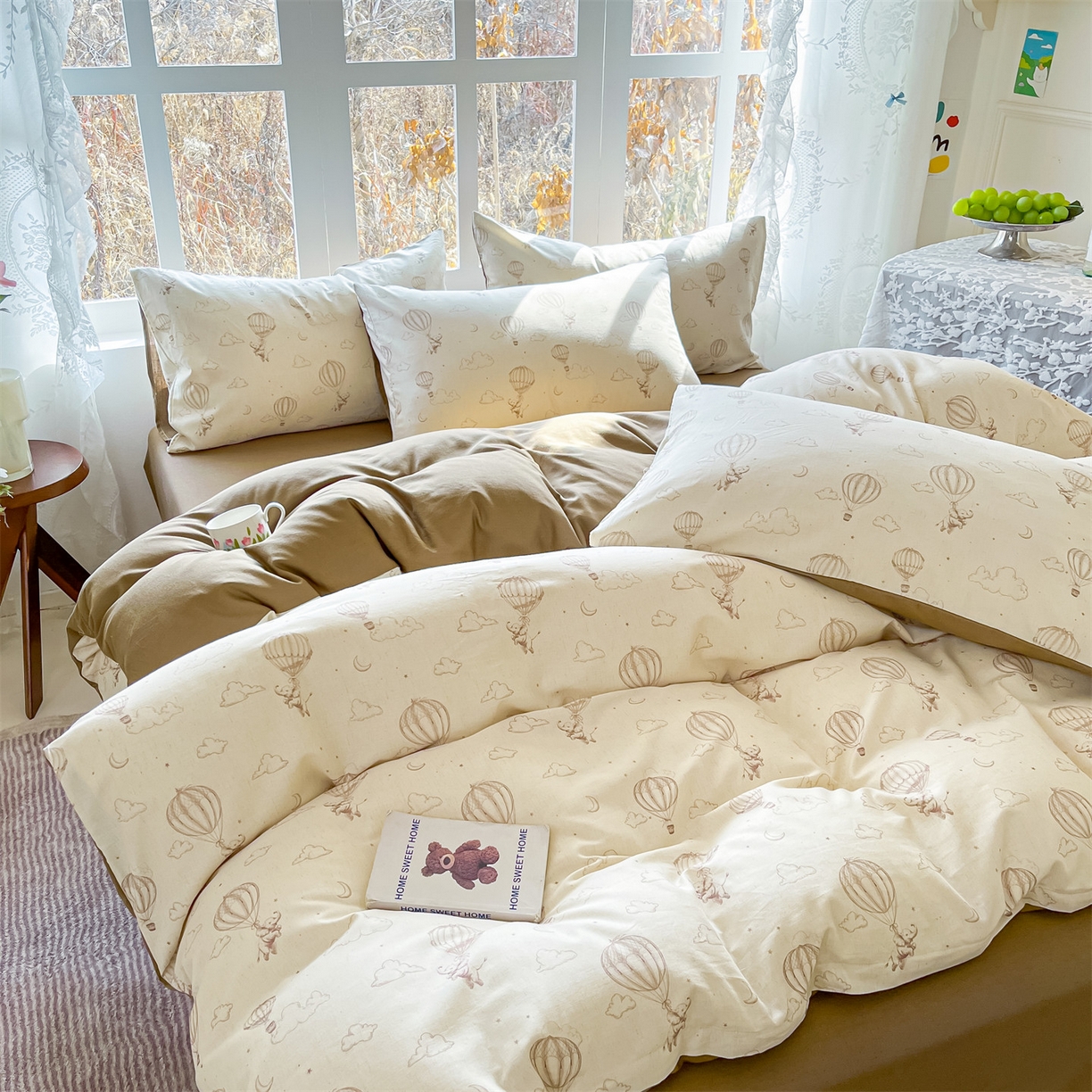 91家纺网 家纺一手货源 找家纺 名兮家居 2026新款A类全棉棉麻四件套 热气球