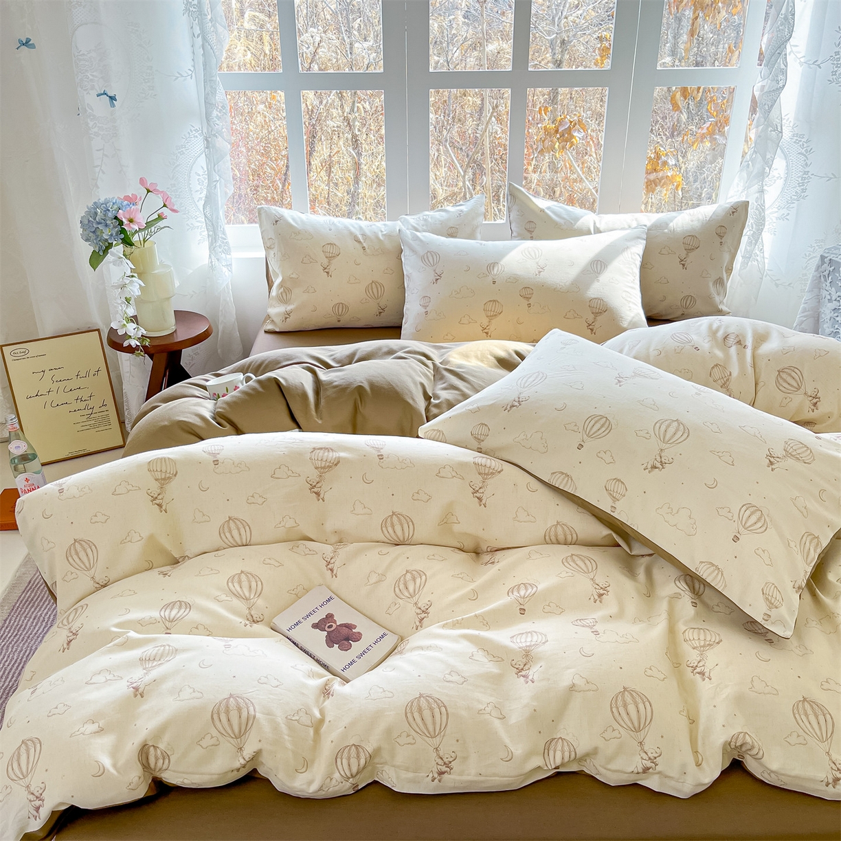 91家纺网 家纺一手货源 找家纺 名兮家居 2026新款A类全棉棉麻四件套 热气球