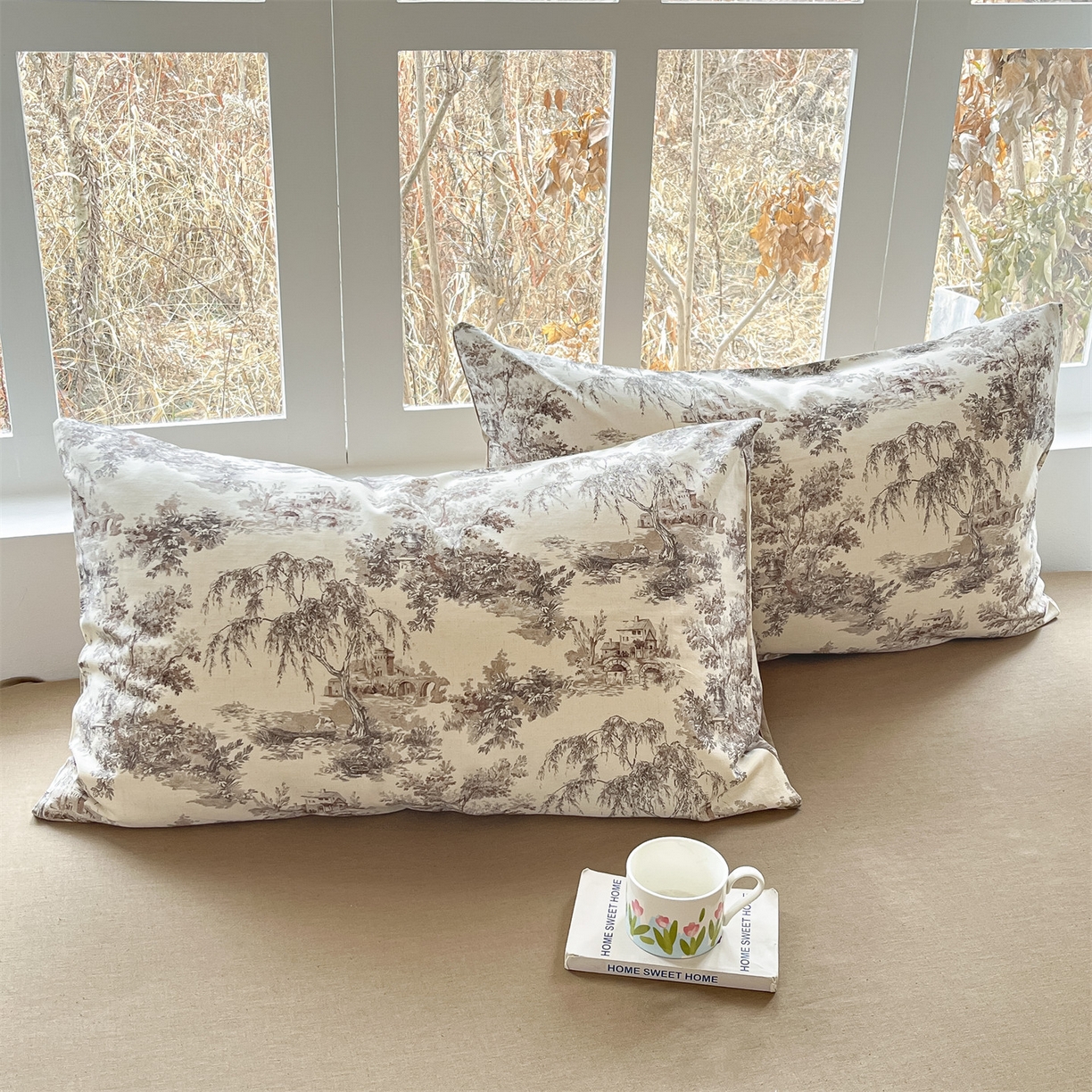 91家纺网 家纺一手货源 找家纺 名兮家居 2026新款A类全棉棉麻四件套 江南柳居