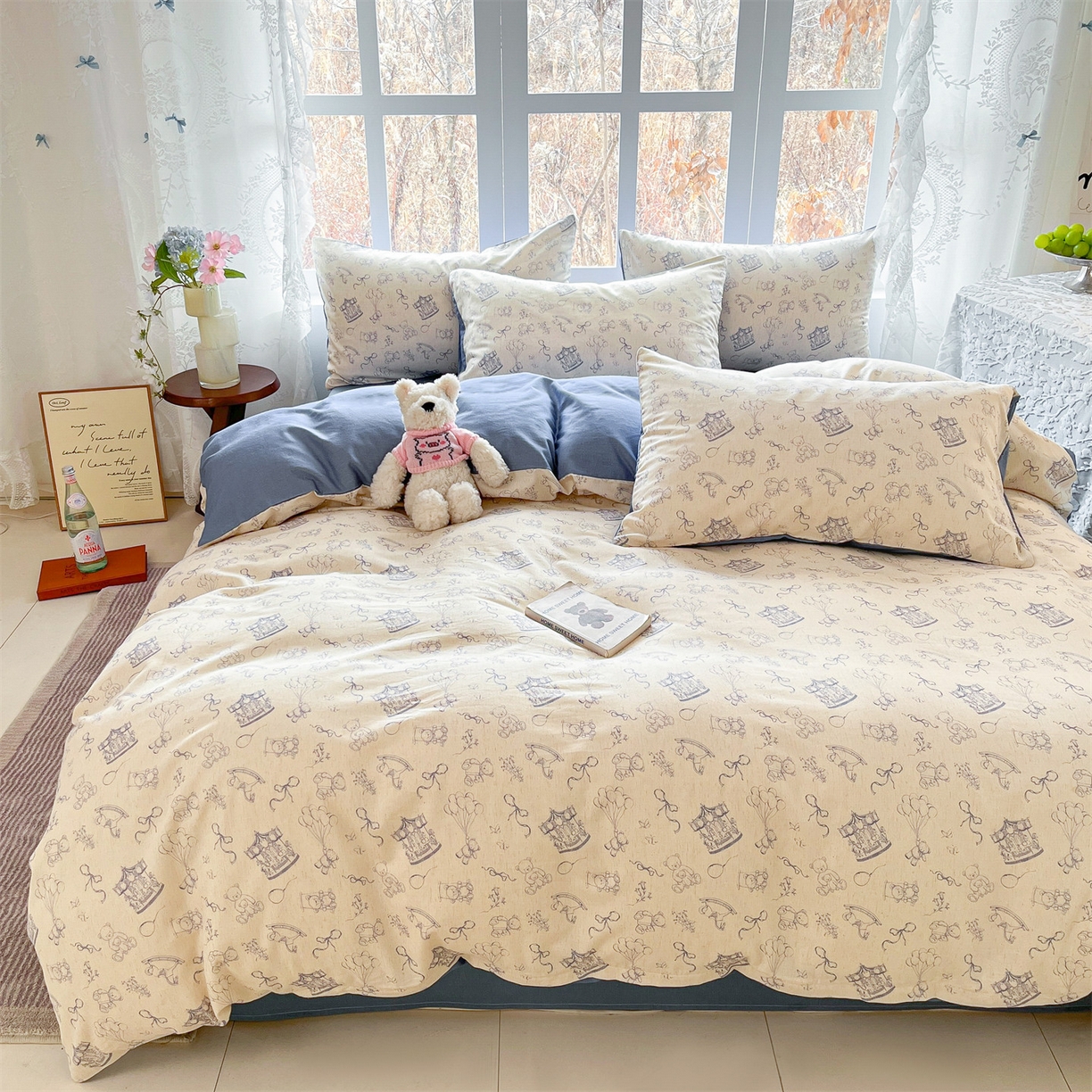 91家纺网 家纺一手货源 找家纺 名兮家居 2026新款A类全棉棉麻四件套 时光乐园