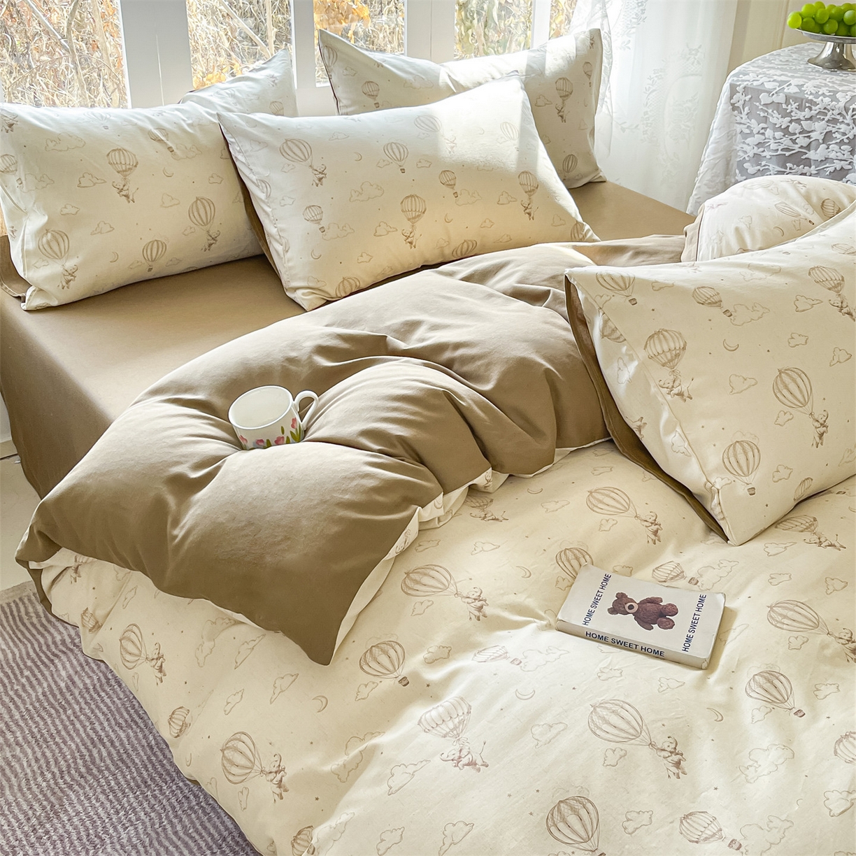 91家纺网 家纺一手货源 找家纺 名兮家居 2026新款A类全棉棉麻四件套 热气球