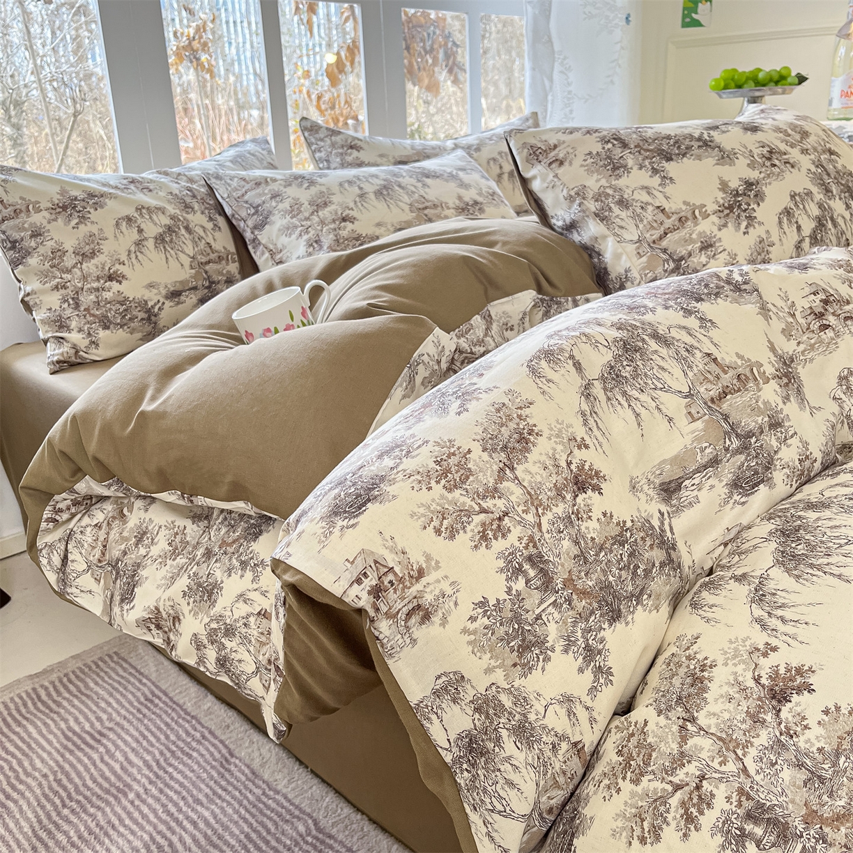 名兮家居 2026新款A类全棉棉麻四件套 江南柳居