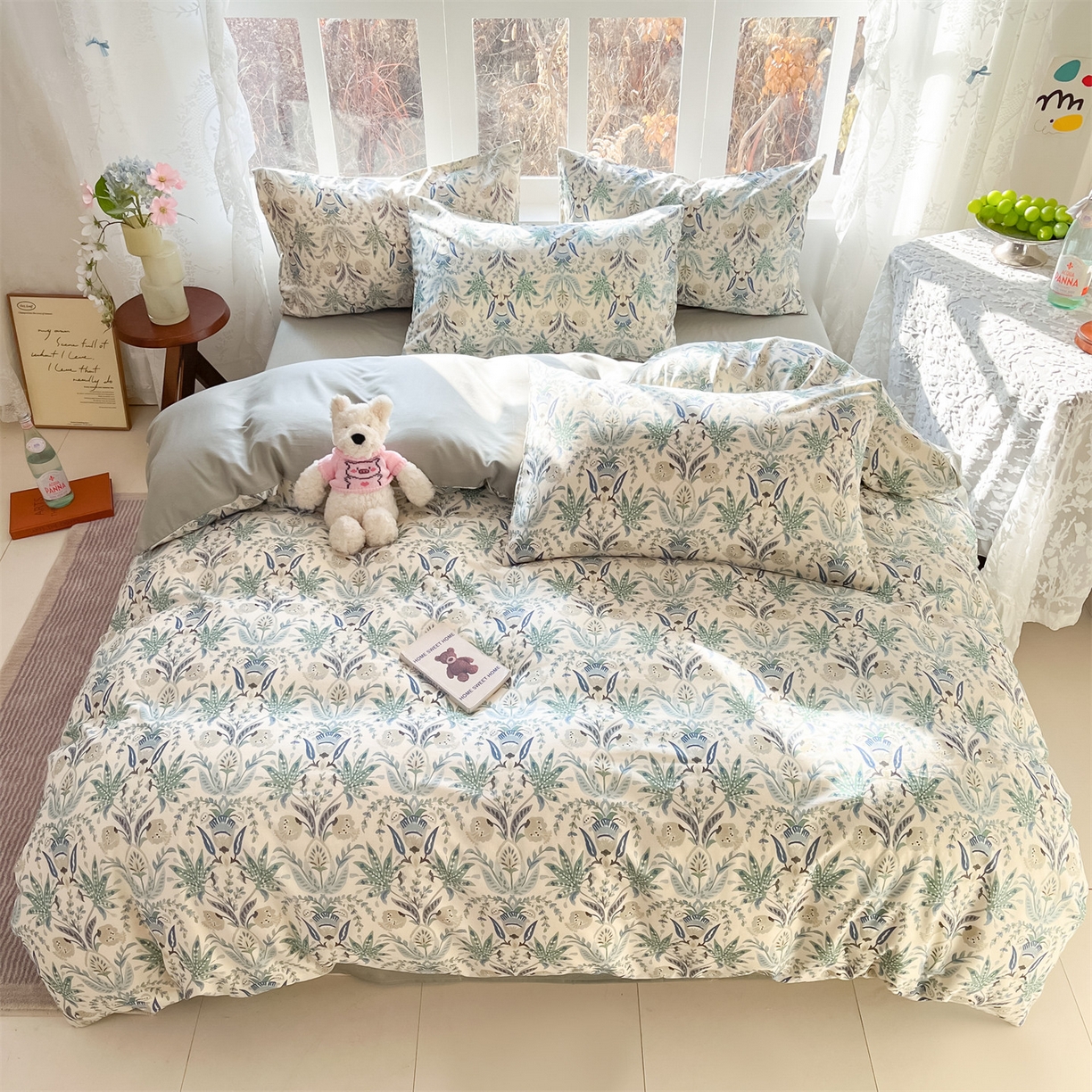 91家纺网 家纺一手货源 找家纺 名兮家居 2026新款A类全棉棉麻四件套 青釉