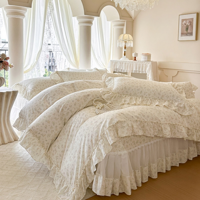 91家纺网 家纺一手货源 找家纺 瑞宝 2026新款全棉法式田园风玻璃纱床盖三件套 林晚