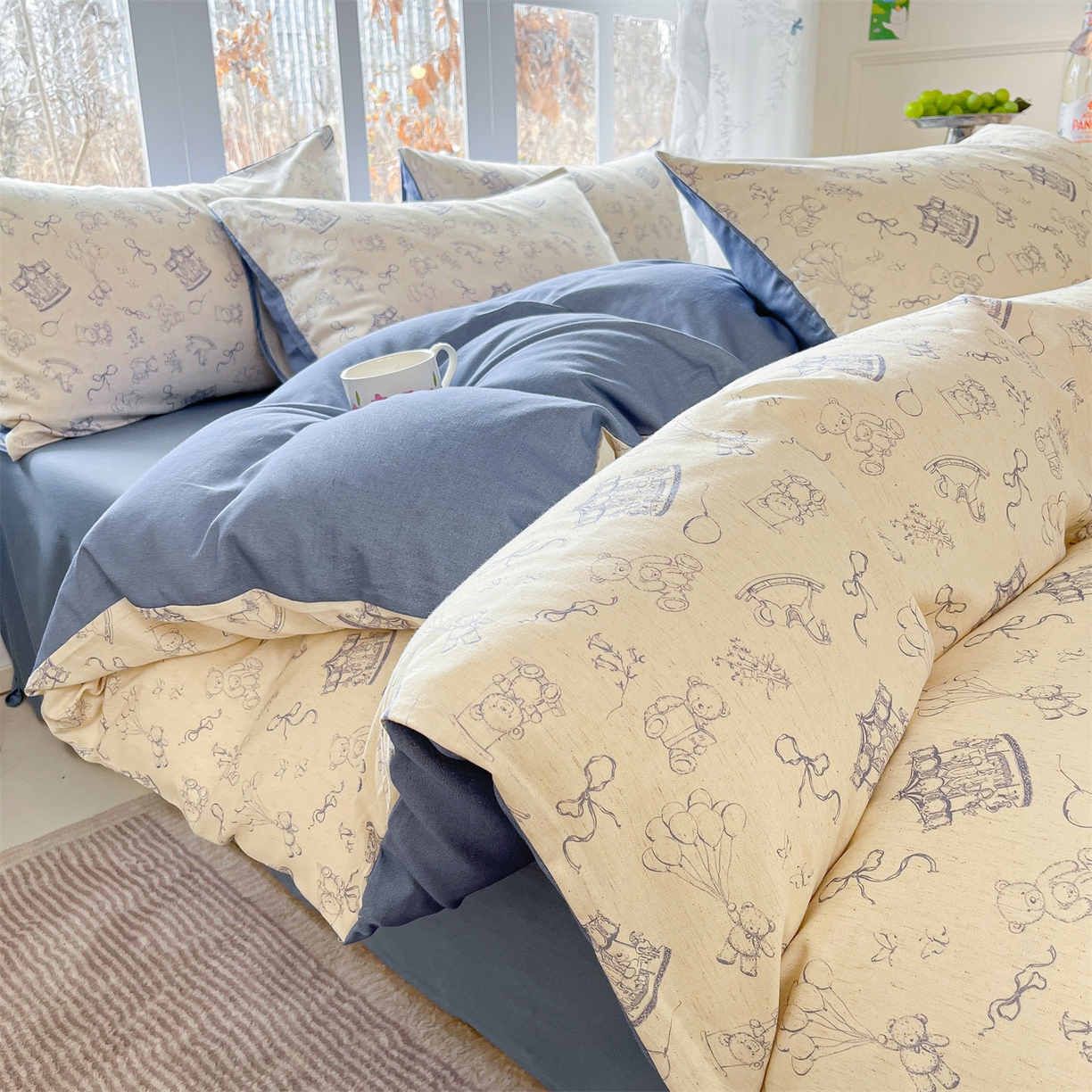 名兮家居 2026新款A类全棉棉麻四件套 时光乐园