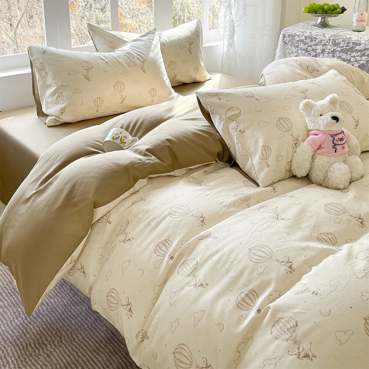 91家纺网 家纺一手货源 找家纺 名兮家居 2026新款A类全棉棉麻四件套 热气球