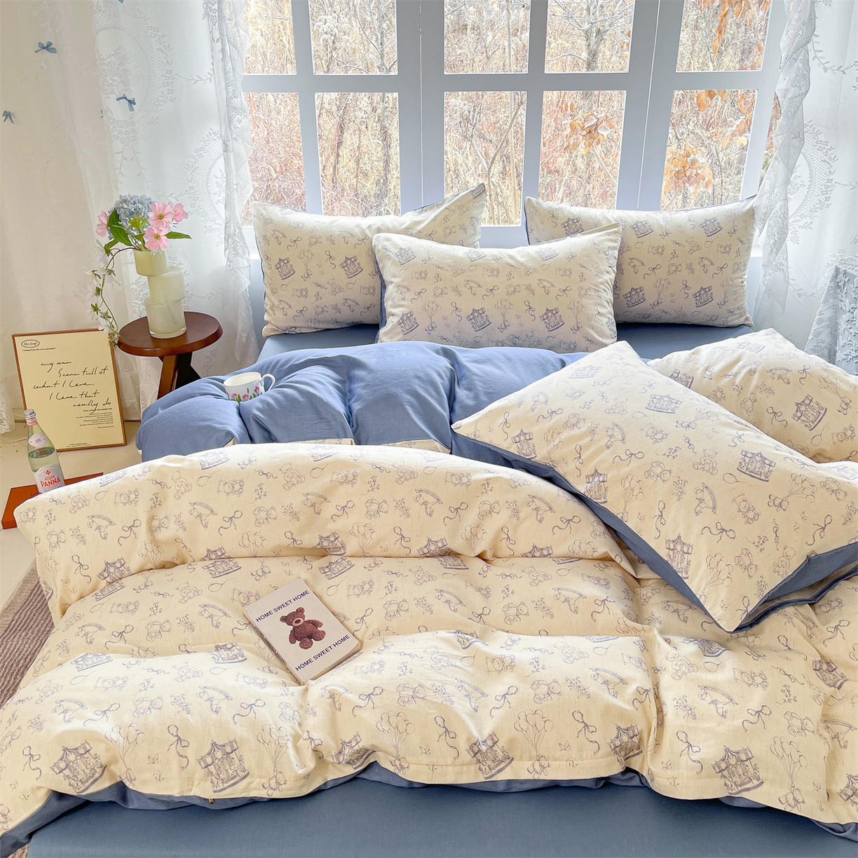 91家纺网 家纺一手货源 找家纺 名兮家居 2026新款A类全棉棉麻四件套 时光乐园