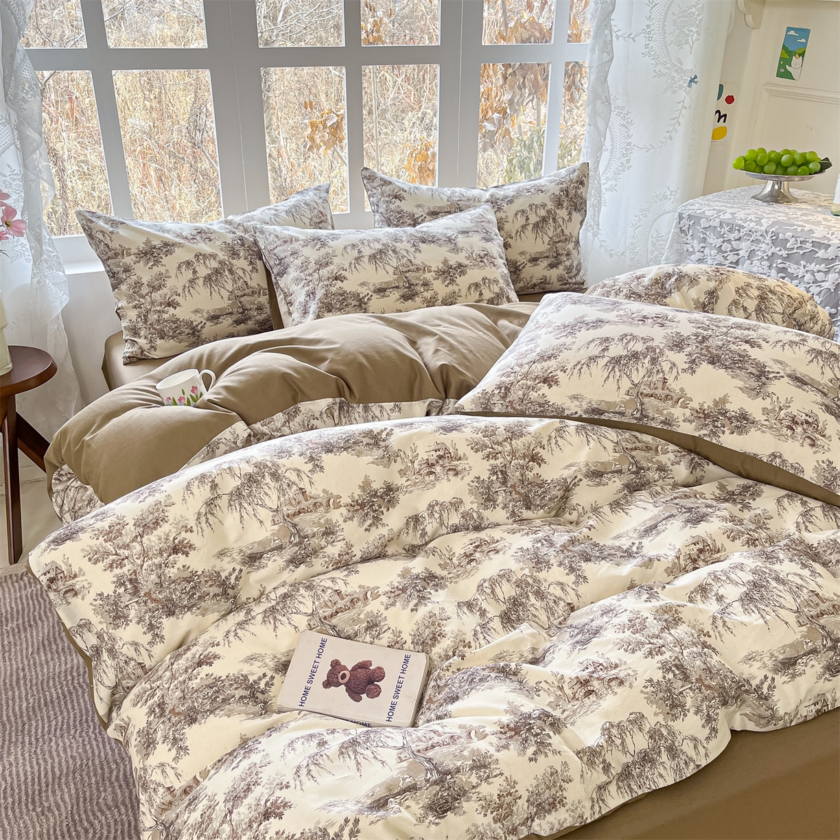 91家纺网 家纺一手货源 找家纺 名兮家居 2026新款A类全棉棉麻四件套 江南柳居