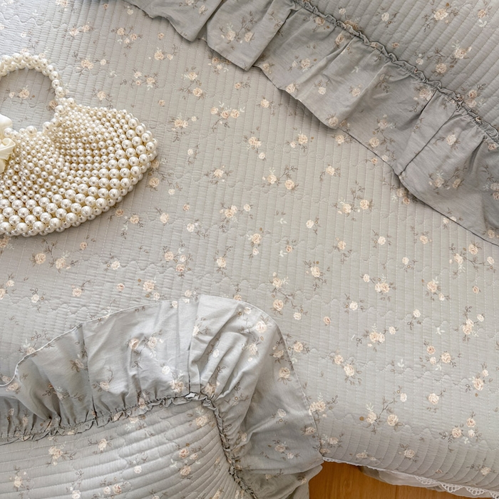 91家纺网 家纺一手货源 找家纺 瑞宝 2026新款全棉法式田园风玻璃纱床盖三件套 颂青