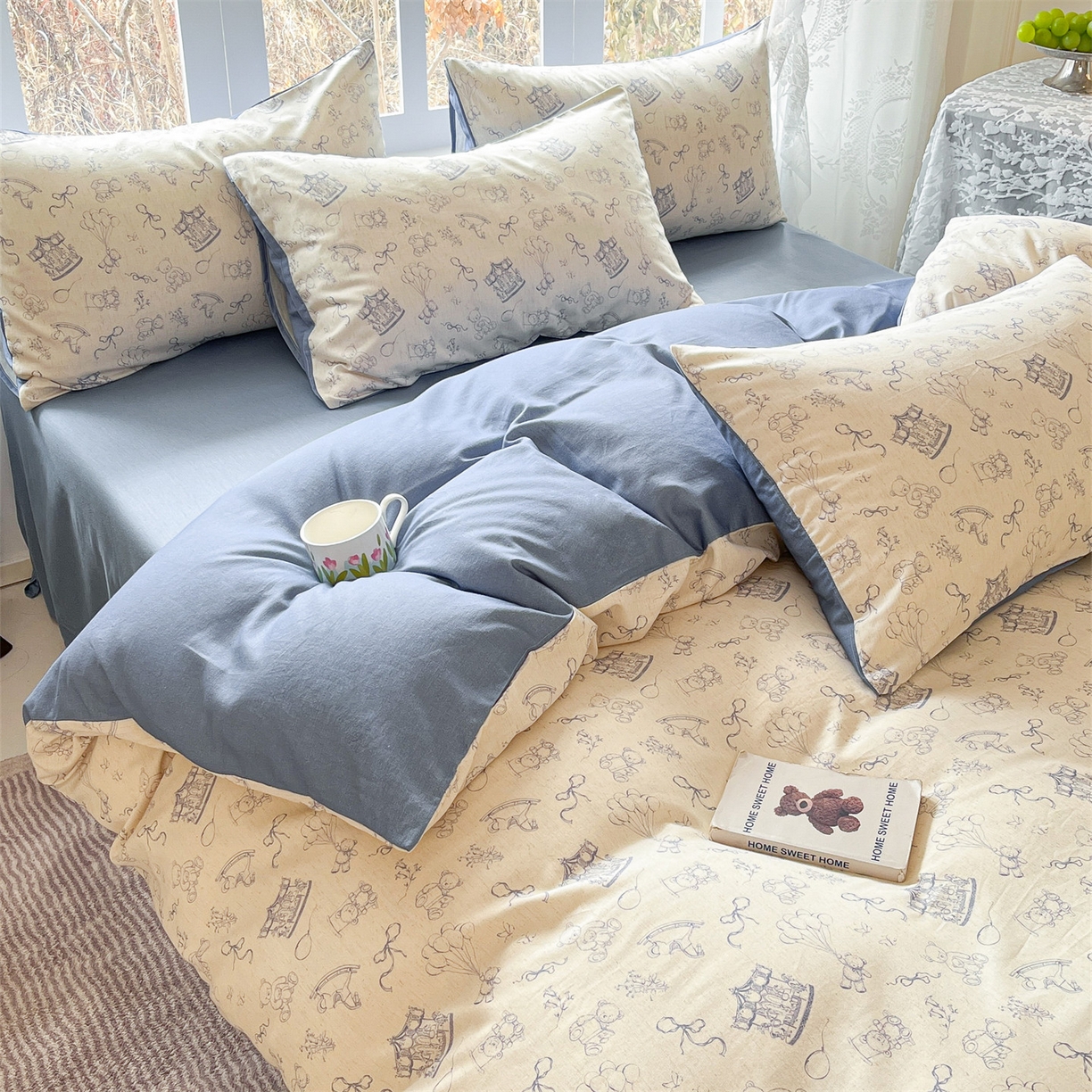 91家纺网 家纺一手货源 找家纺 名兮家居 2026新款A类全棉棉麻四件套 时光乐园