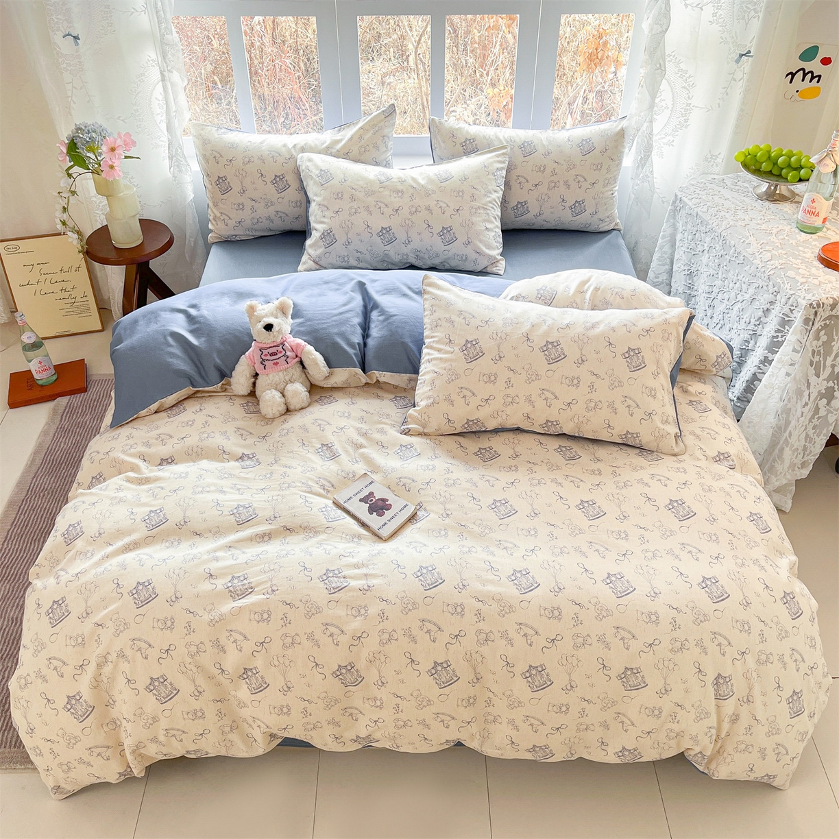 91家纺网 家纺一手货源 找家纺 名兮家居 2026新款A类全棉棉麻四件套 时光乐园