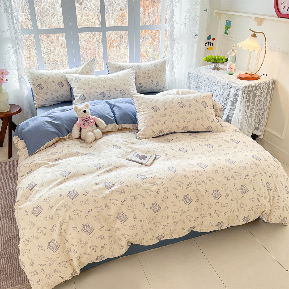 91家纺网 家纺一手货源 找家纺 名兮家居 2026新款A类全棉棉麻四件套 时光乐园