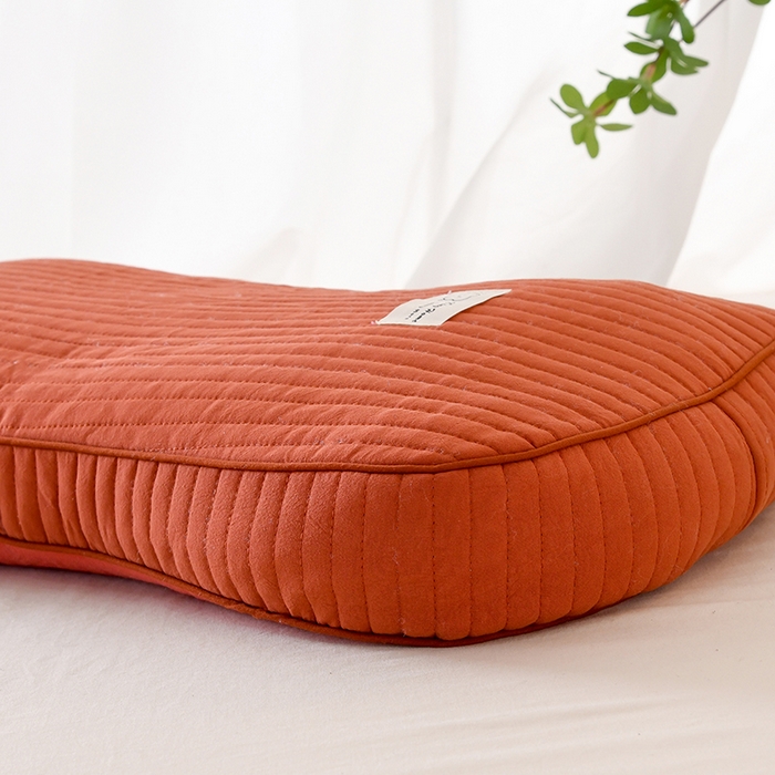 91家纺网 家纺一手货源 找家纺 莉迪娅 2026新款枕芯全棉韩式砂洗全荞麦枕枕头枕芯 韩式砂洗橘红色