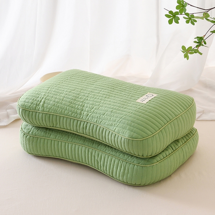 91家纺网 家纺一手货源 找家纺 莉迪娅 2026新款枕芯全棉韩式砂洗全荞麦枕枕头枕芯 韩式砂洗浅绿色