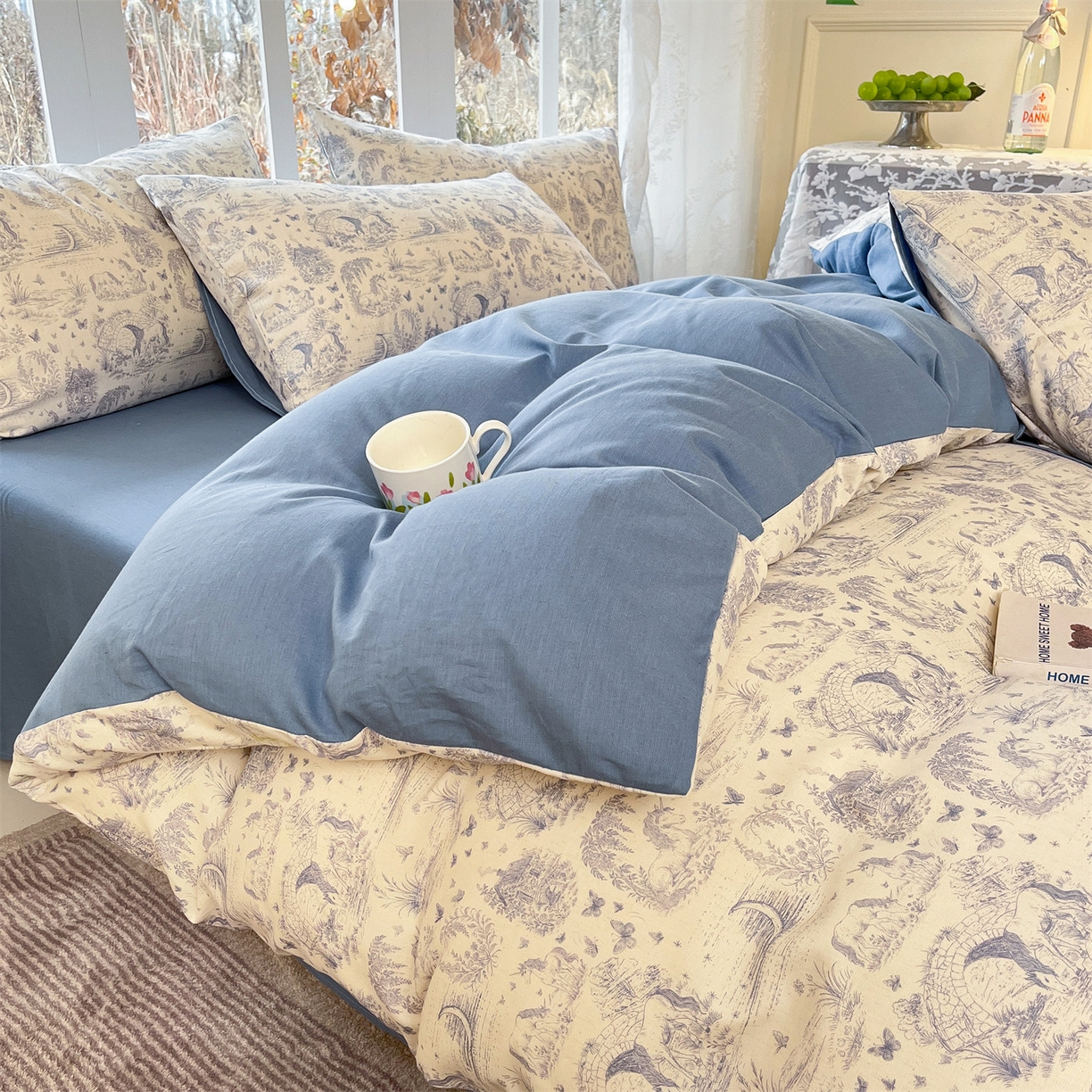 91家纺网 家纺一手货源 找家纺 名兮家居 2026新款A类全棉棉麻四件套 岁月静好