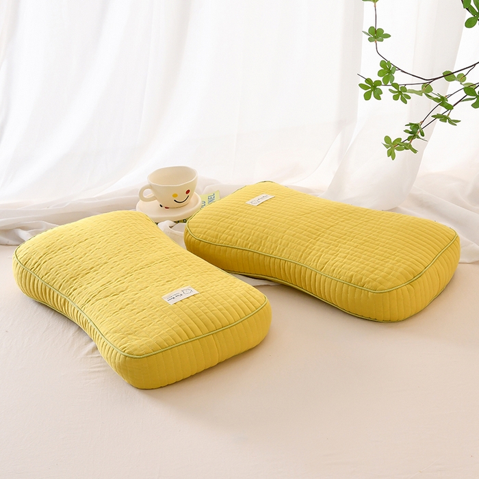 莉迪娅 2026新款枕芯全棉韩式砂洗全荞麦枕枕头枕芯 韩式砂洗黄色