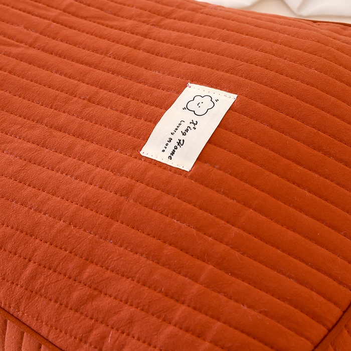 91家纺网 家纺一手货源 找家纺 莉迪娅 2026新款枕芯全棉韩式砂洗全荞麦枕枕头枕芯 韩式砂洗橘红色