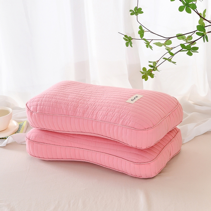 91家纺网 家纺一手货源 找家纺 莉迪娅 2026新款枕芯全棉韩式砂洗全荞麦枕枕头枕芯 韩式砂洗粉色