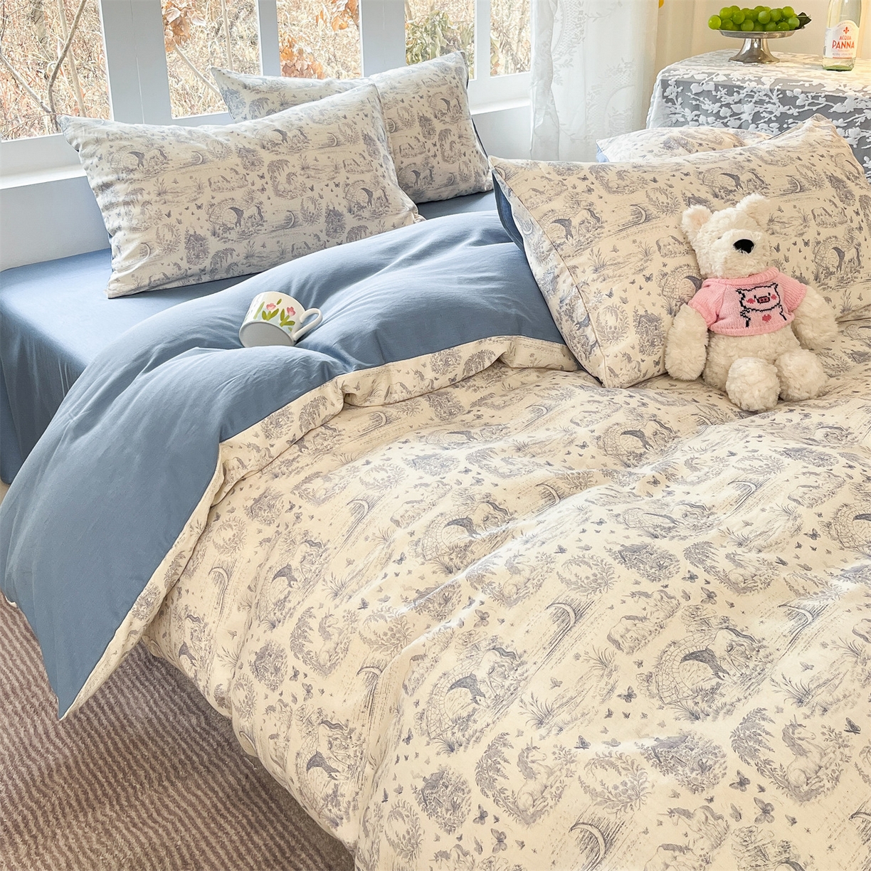 91家纺网 家纺一手货源 找家纺 名兮家居 2026新款A类全棉棉麻四件套 岁月静好