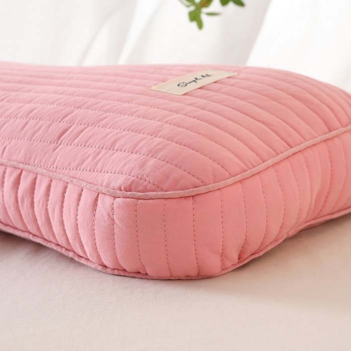 91家纺网 家纺一手货源 找家纺 莉迪娅 2026新款枕芯全棉韩式砂洗全荞麦枕枕头枕芯 韩式砂洗粉色