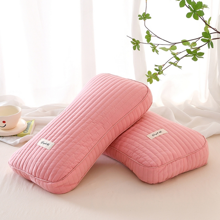 91家纺网 家纺一手货源 找家纺 莉迪娅 2026新款枕芯全棉韩式砂洗全荞麦枕枕头枕芯 韩式砂洗粉色