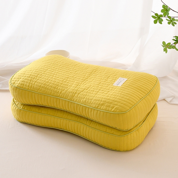 91家纺网 家纺一手货源 找家纺 莉迪娅 2026新款枕芯全棉韩式砂洗全荞麦枕枕头枕芯 韩式砂洗黄色