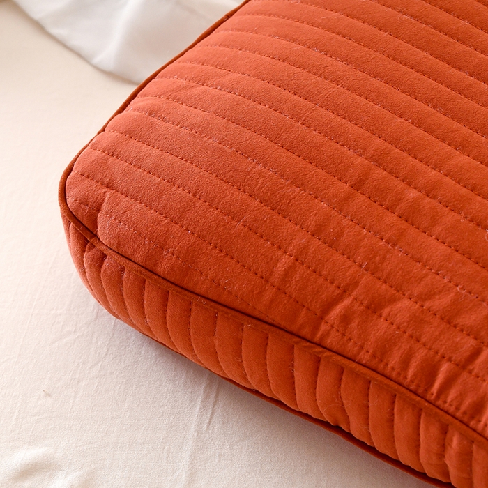 91家纺网 家纺一手货源 找家纺 莉迪娅 2026新款枕芯全棉韩式砂洗全荞麦枕枕头枕芯 韩式砂洗橘红色