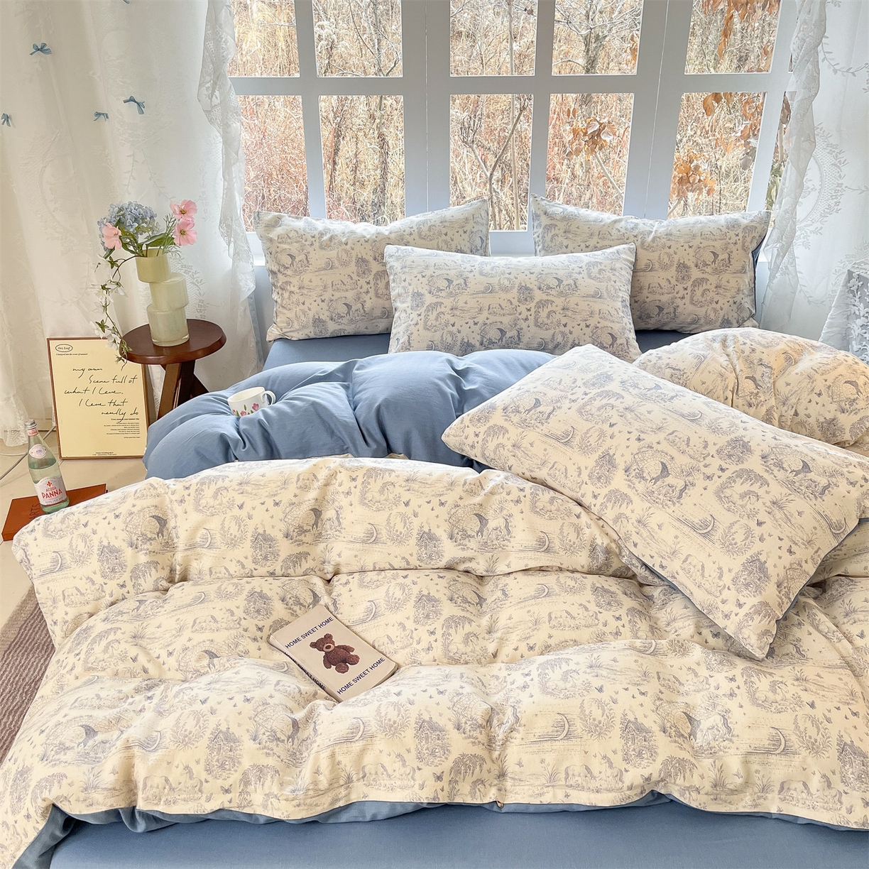 91家纺网 家纺一手货源 找家纺 名兮家居 2026新款A类全棉棉麻四件套 岁月静好