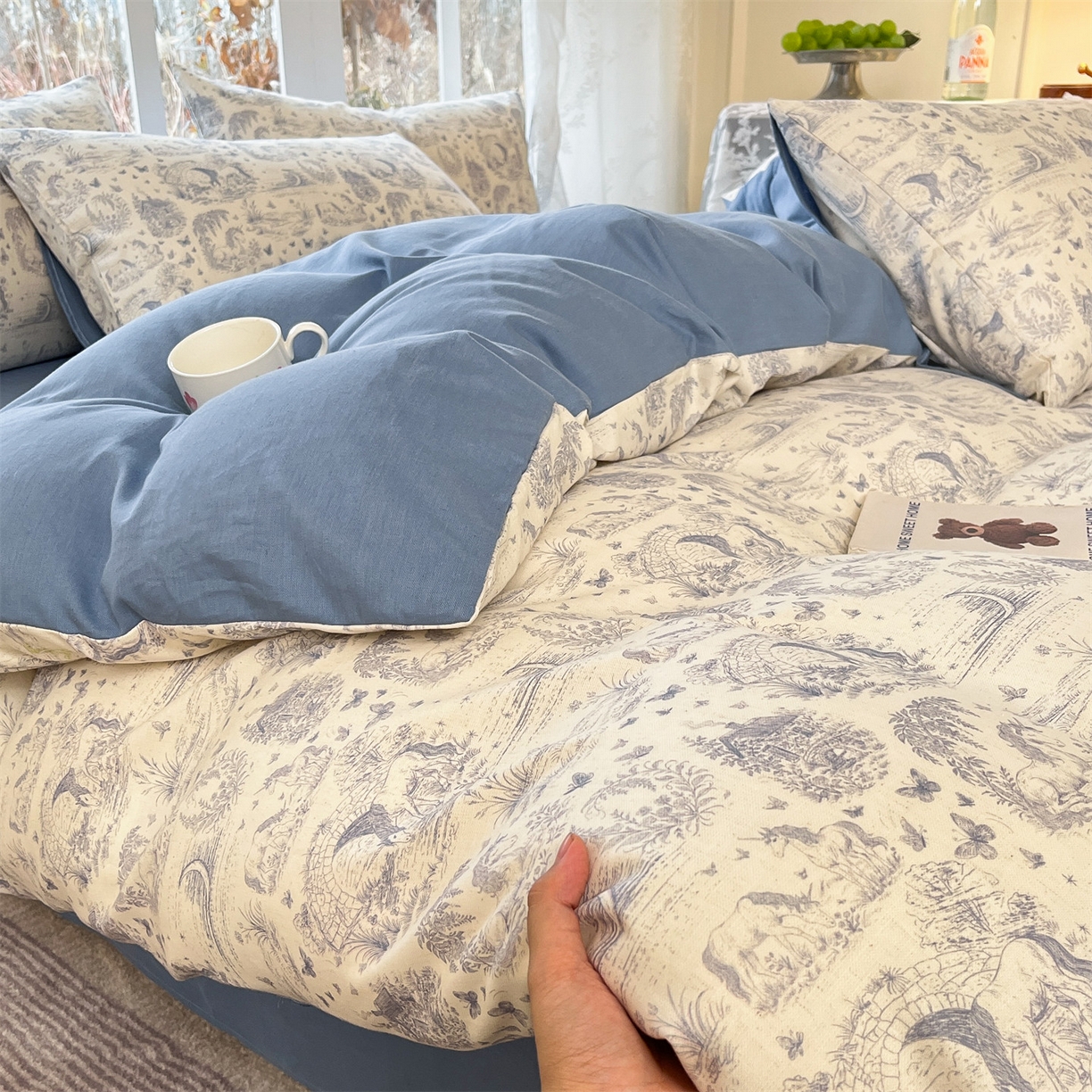 91家纺网 家纺一手货源 找家纺 名兮家居 2026新款A类全棉棉麻四件套 岁月静好