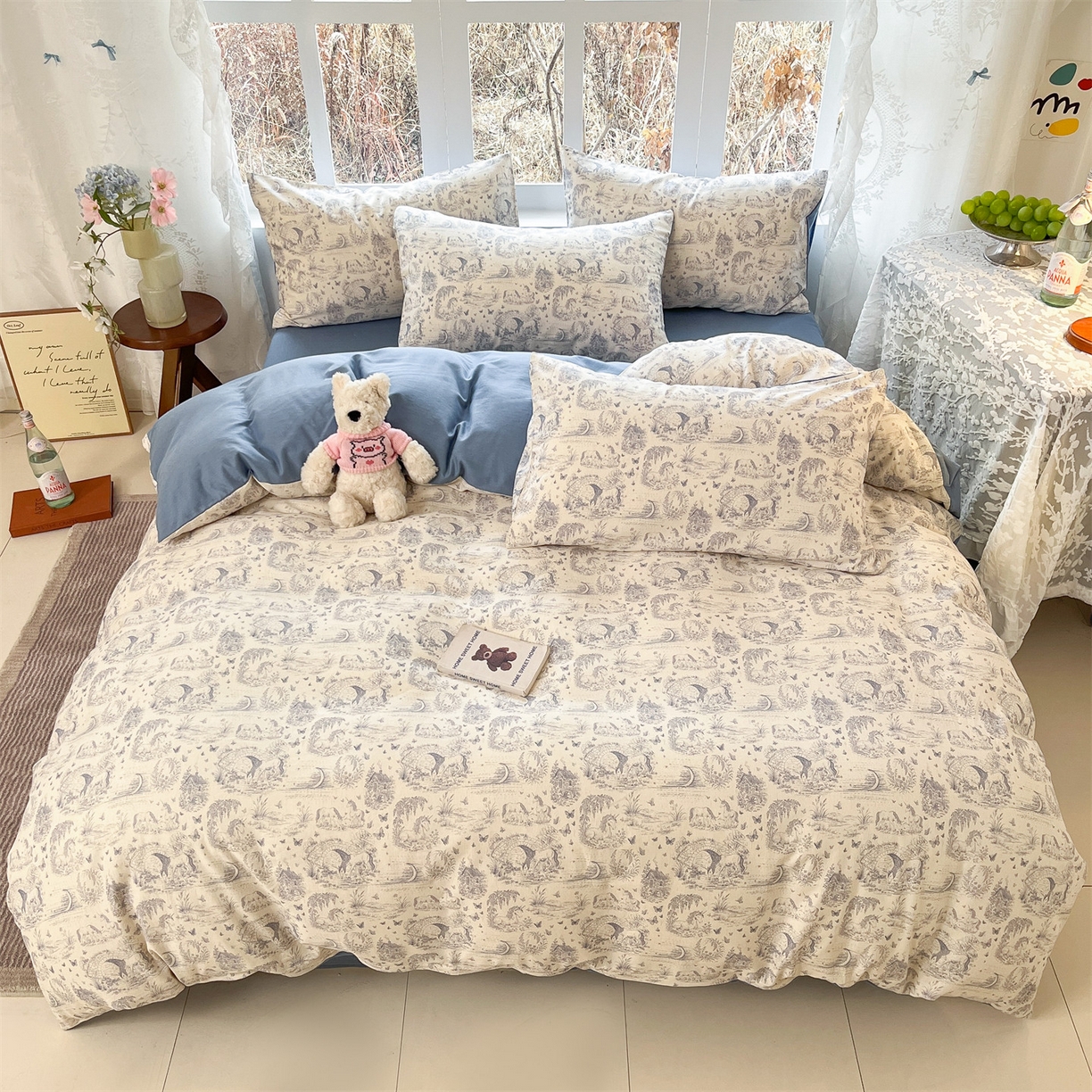 91家纺网 家纺一手货源 找家纺 名兮家居 2026新款A类全棉棉麻四件套 岁月静好