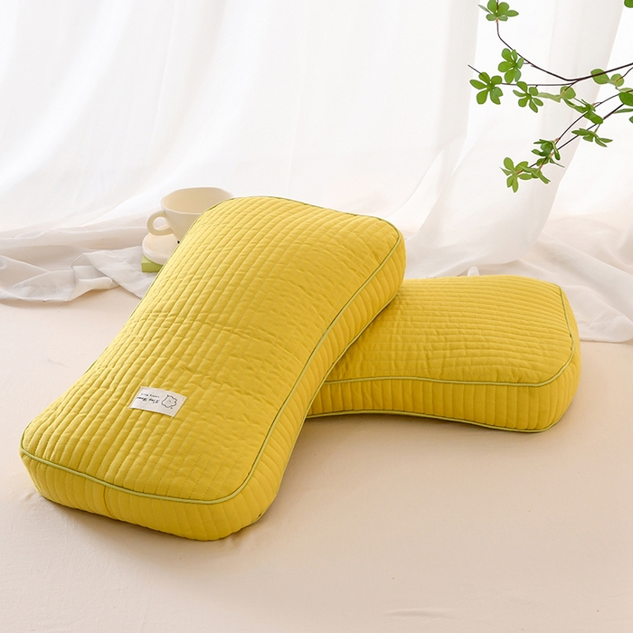 91家纺网 家纺一手货源 找家纺 莉迪娅 2026新款枕芯全棉韩式砂洗全荞麦枕枕头枕芯 韩式砂洗黄色