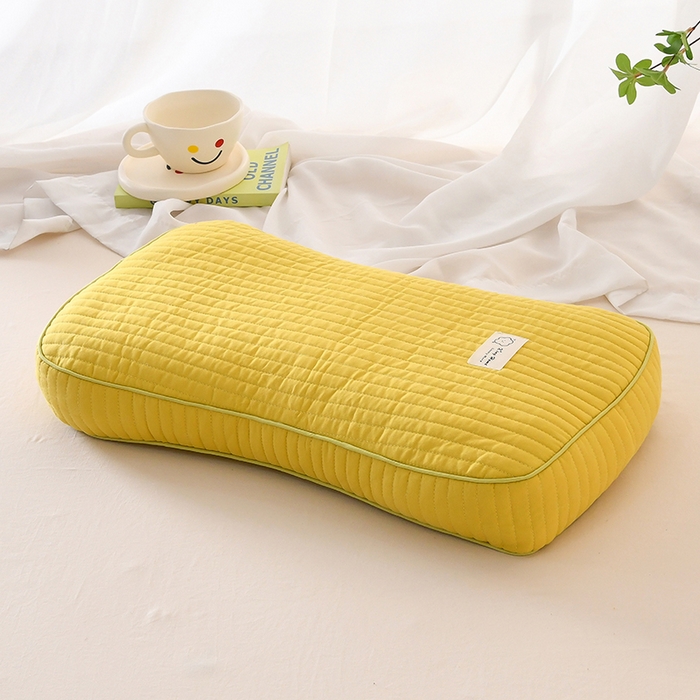 91家纺网 家纺一手货源 找家纺 莉迪娅 2026新款枕芯全棉韩式砂洗全荞麦枕枕头枕芯 韩式砂洗黄色