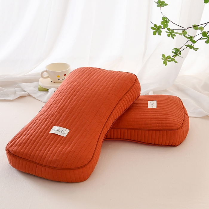 91家纺网 家纺一手货源 找家纺 莉迪娅 2026新款枕芯全棉韩式砂洗全荞麦枕枕头枕芯 韩式砂洗橘红色