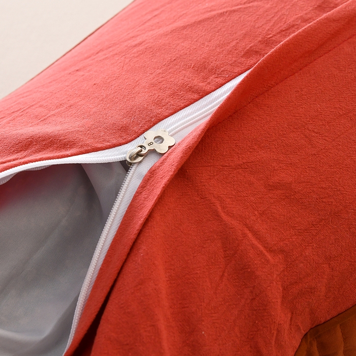 91家纺网 家纺一手货源 找家纺 莉迪娅 2026新款枕芯全棉韩式砂洗全荞麦枕枕头枕芯 韩式砂洗橘红色