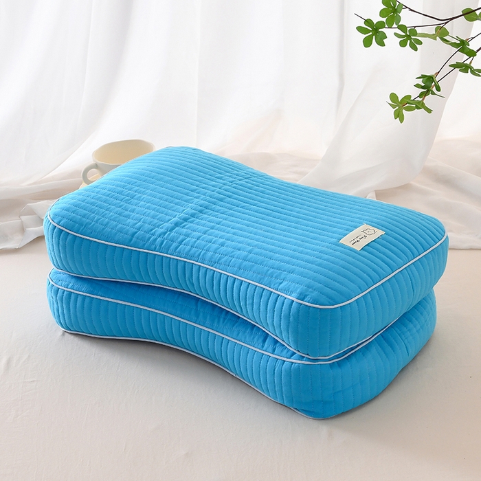 91家纺网 家纺一手货源 找家纺 莉迪娅 2026新款枕芯全棉韩式砂洗全荞麦枕枕头枕芯 韩式砂洗浅蓝色