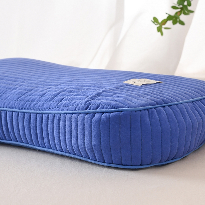 91家纺网 家纺一手货源 找家纺 莉迪娅 2026新款枕芯全棉韩式砂洗全荞麦枕枕头枕芯 韩式砂洗深蓝色