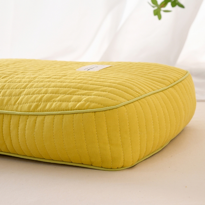 91家纺网 家纺一手货源 找家纺 莉迪娅 2026新款枕芯全棉韩式砂洗全荞麦枕枕头枕芯 韩式砂洗黄色