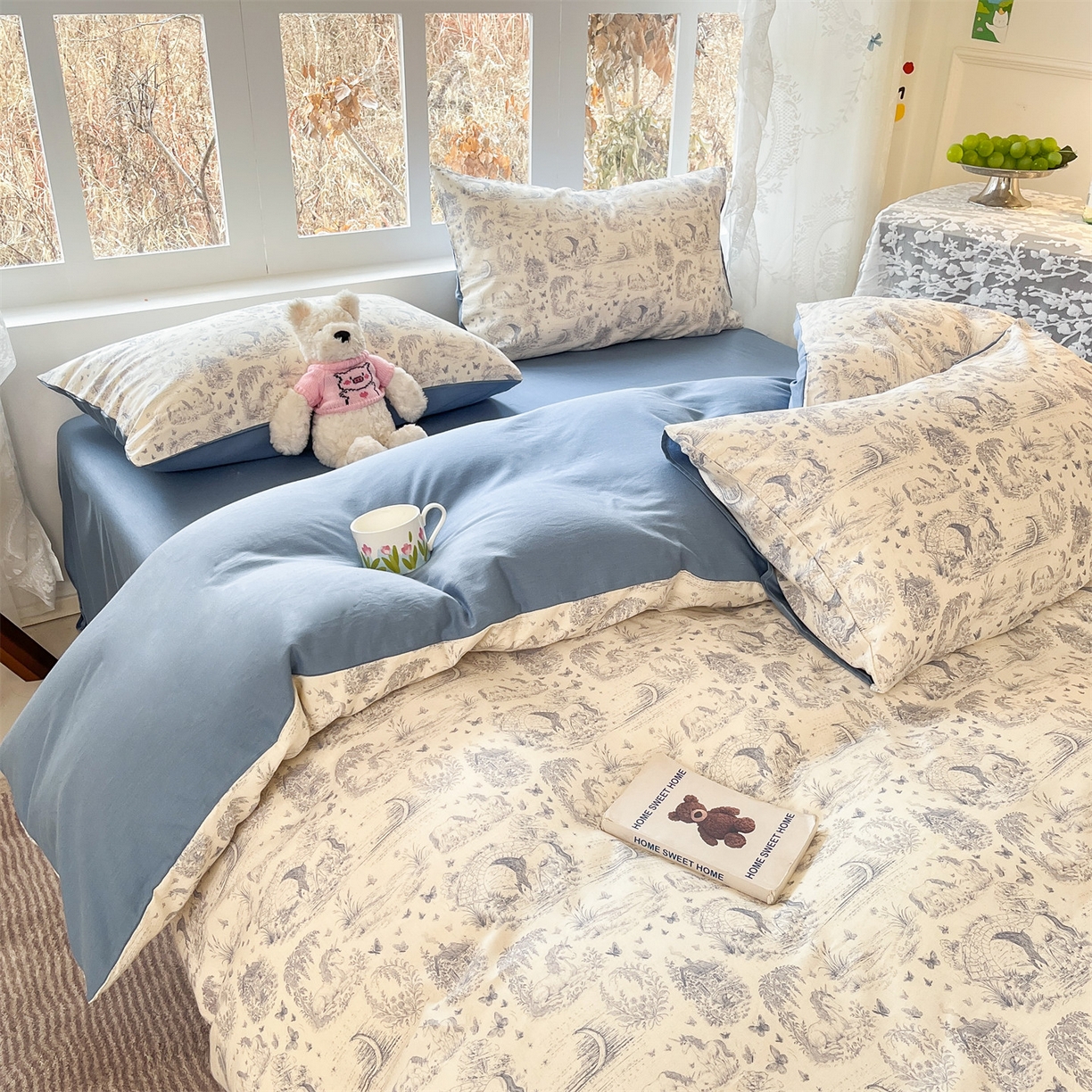 91家纺网 家纺一手货源 找家纺 名兮家居 2026新款A类全棉棉麻四件套 岁月静好