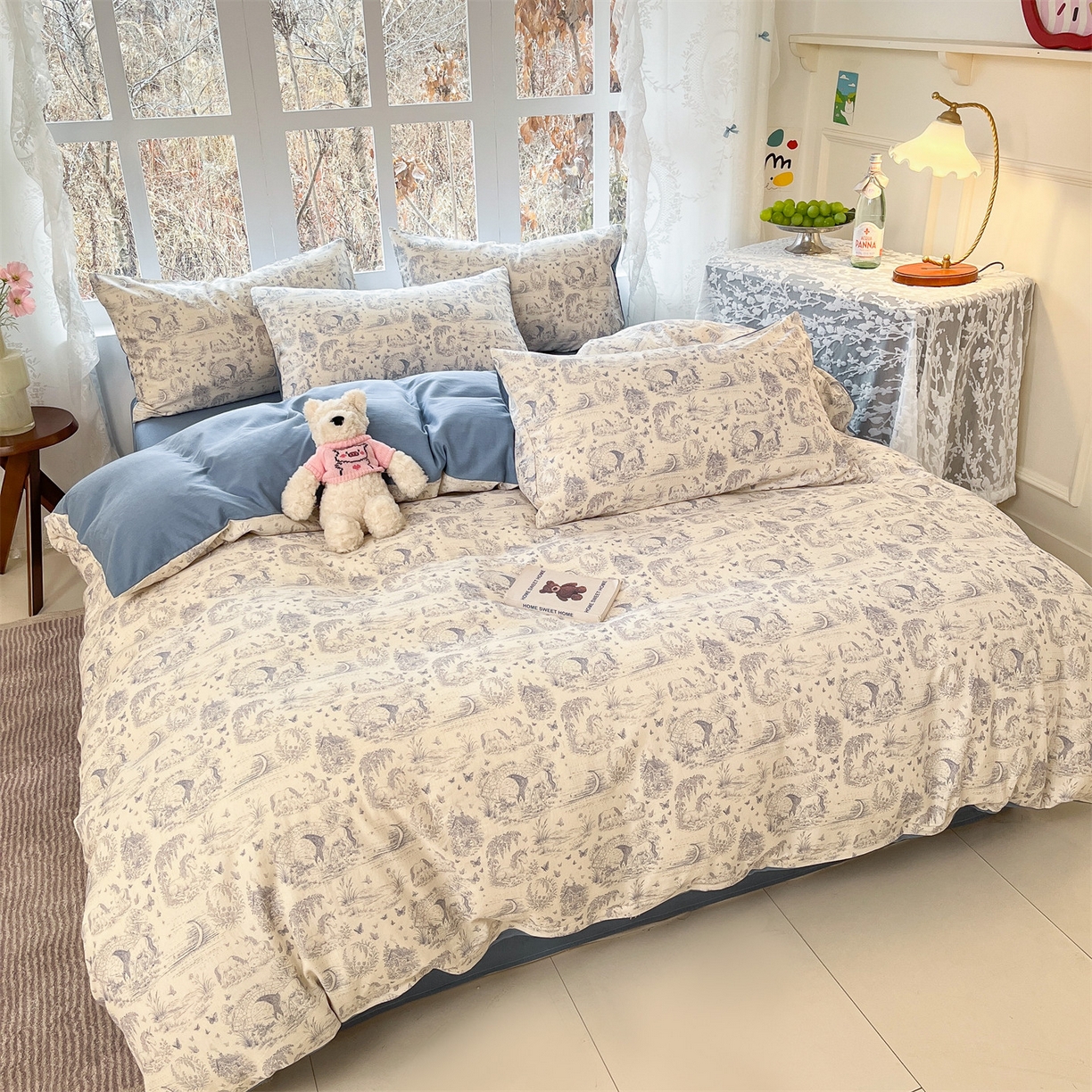 91家纺网 家纺一手货源 找家纺 名兮家居 2026新款A类全棉棉麻四件套 岁月静好