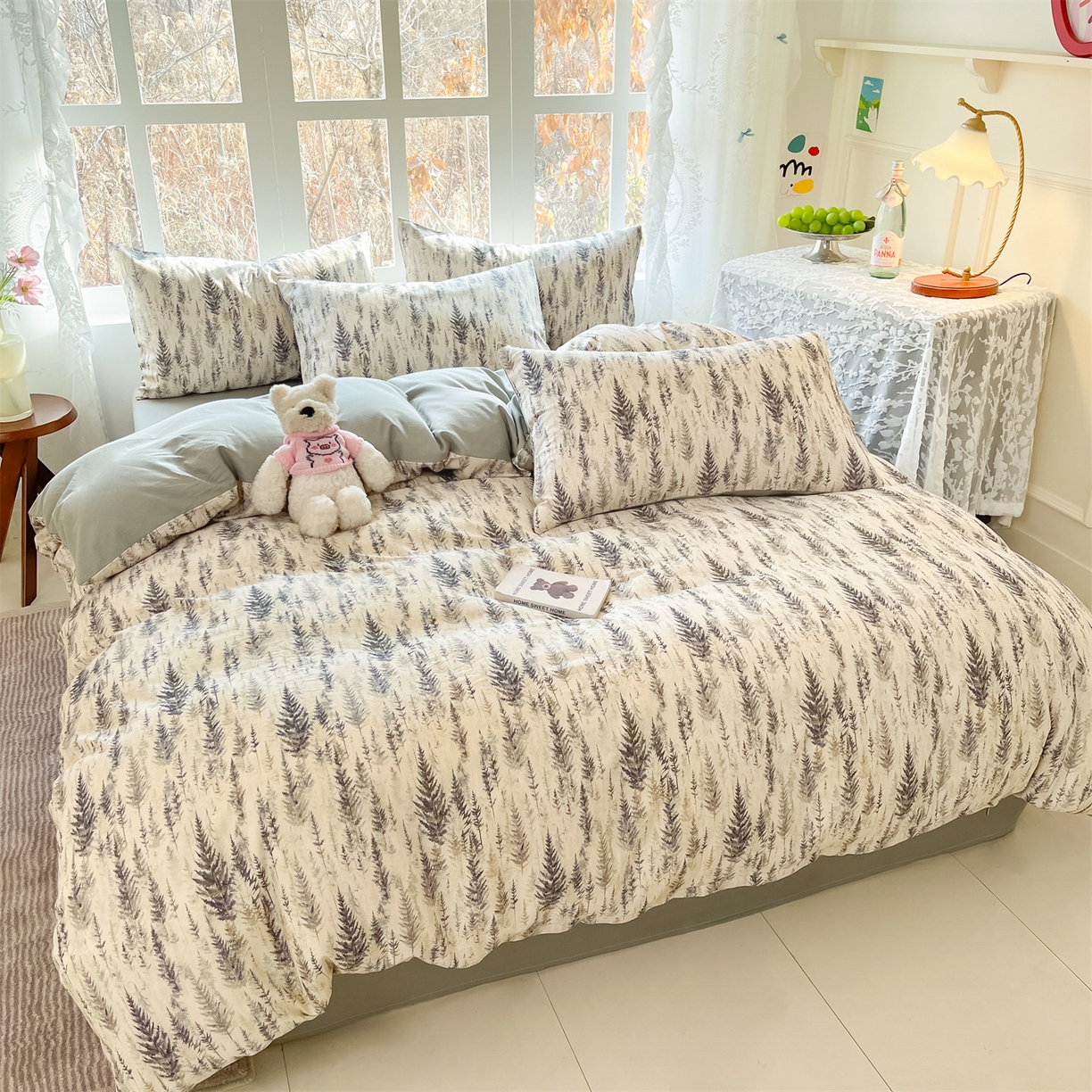 91家纺网 家纺一手货源 找家纺 名兮家居 2026新款A类全棉棉麻四件套 松间雾