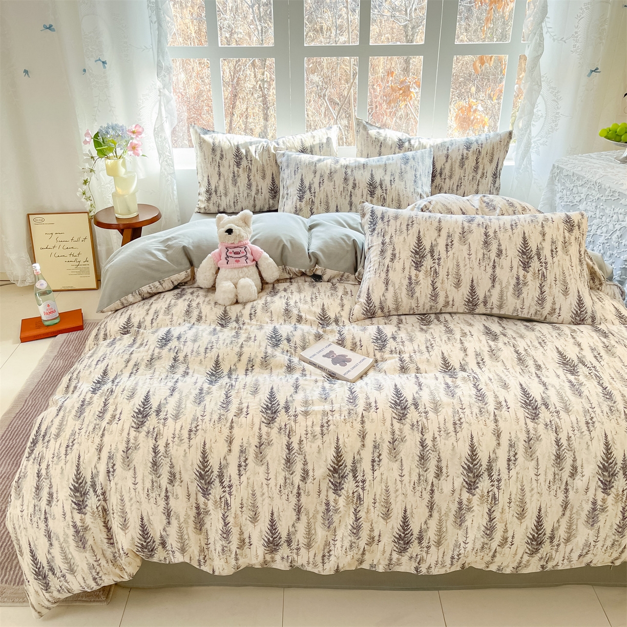 91家纺网 家纺一手货源 找家纺 名兮家居 2026新款A类全棉棉麻四件套 松间雾