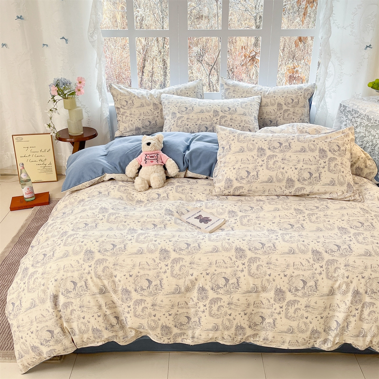 91家纺网 家纺一手货源 找家纺 名兮家居 2026新款A类全棉棉麻四件套 岁月静好