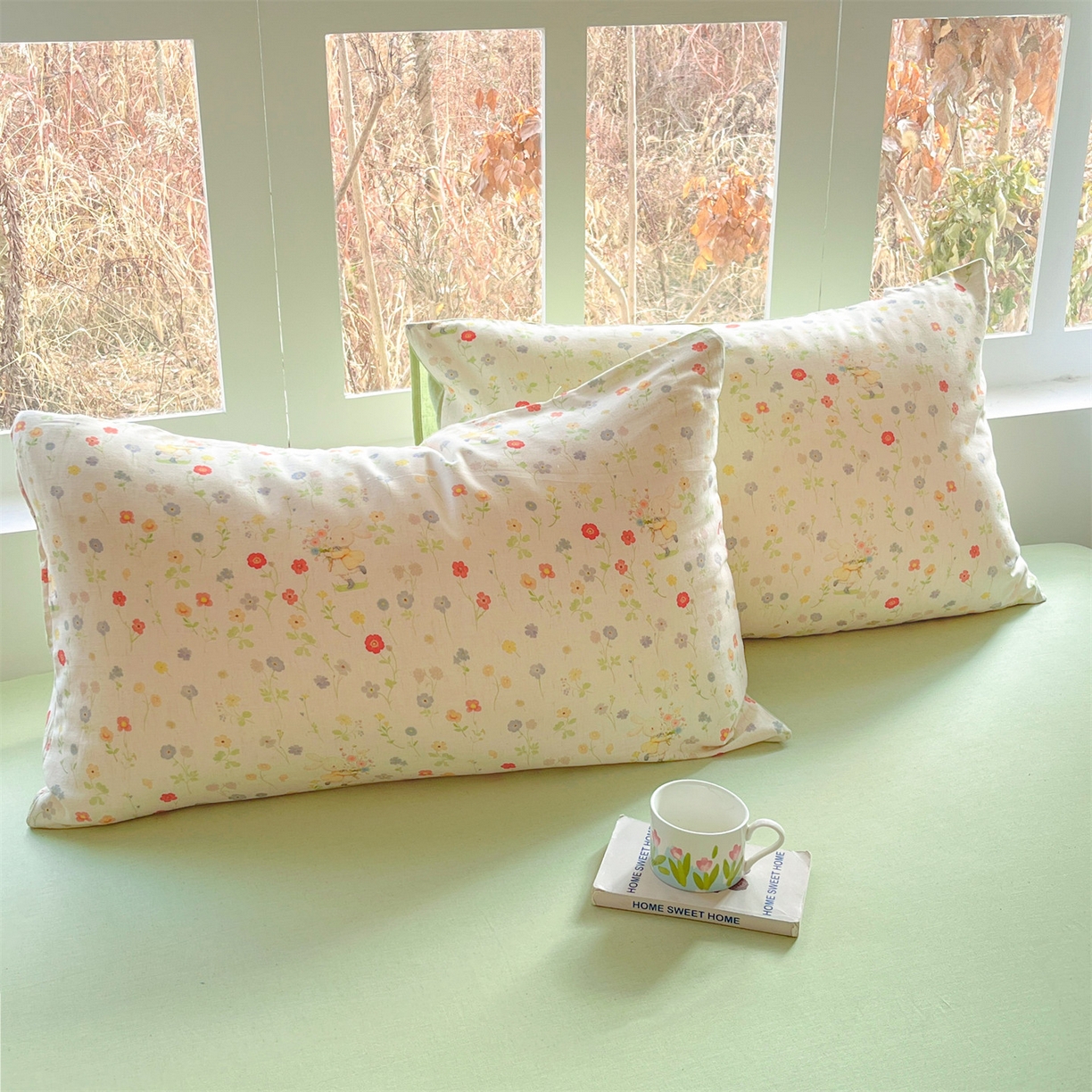 91家纺网 家纺一手货源 找家纺 名兮家居 2026新款A类全棉棉麻四件套 花间兔语