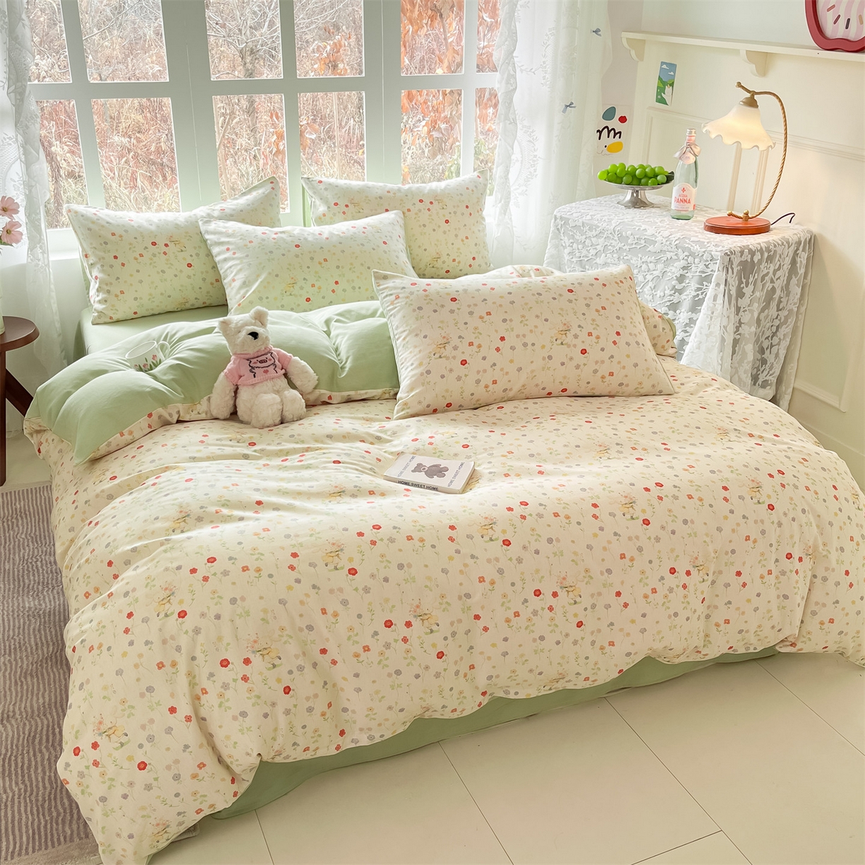 91家纺网 家纺一手货源 找家纺 名兮家居 2026新款A类全棉棉麻四件套 花间兔语