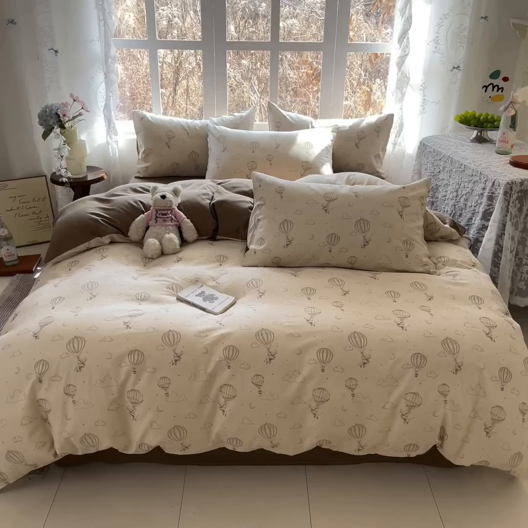 91家纺网 家纺一手货源 找家纺 名兮家居 2026新款A类全棉棉麻四件套 热气球